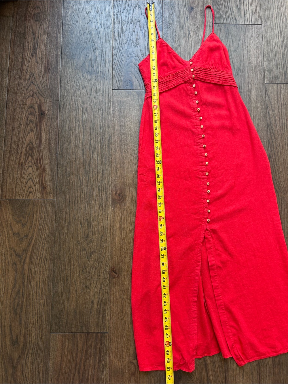 Zara Red Midi Button-Front Slip Dress - Picture 6 of 6